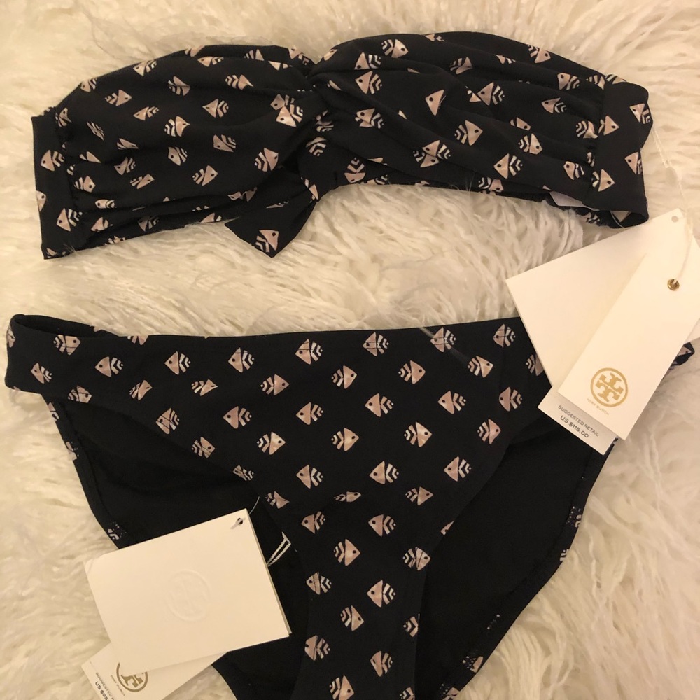 NWT Tory Burch Fish Print Bandeau Bikini